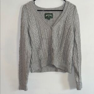 American Eagle Gray Cable Knit Cardigan